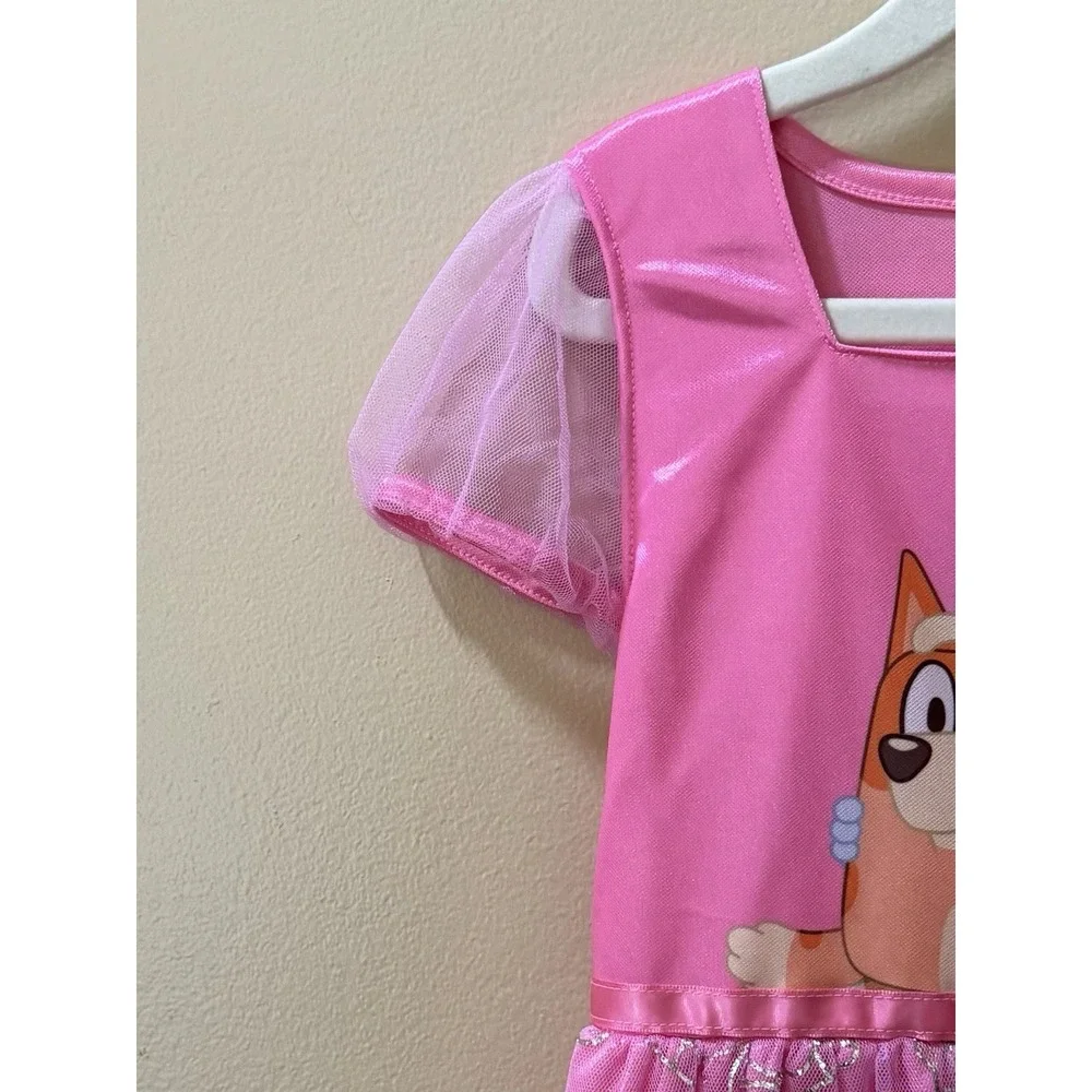 NEW Bluey & Bingo Girls Bluey Fantasy Nightgown Square Neckline -Pink Size S NWT